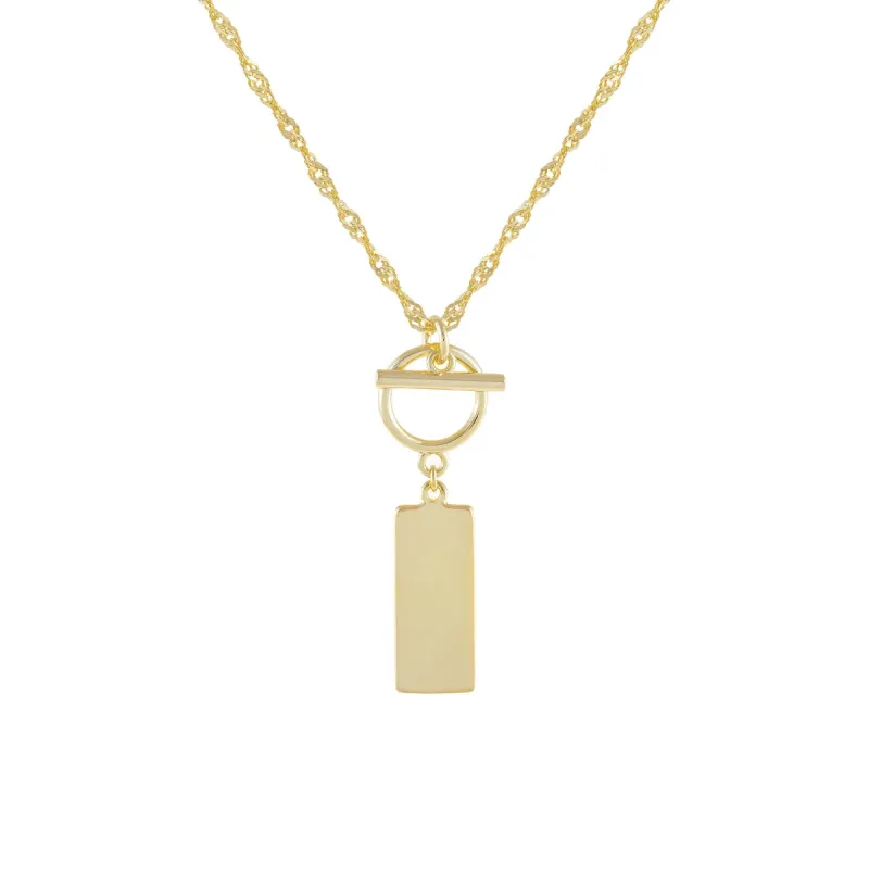 Engraved Dog Tag X Toggle Singapore Necklace sold by Adina Eden's