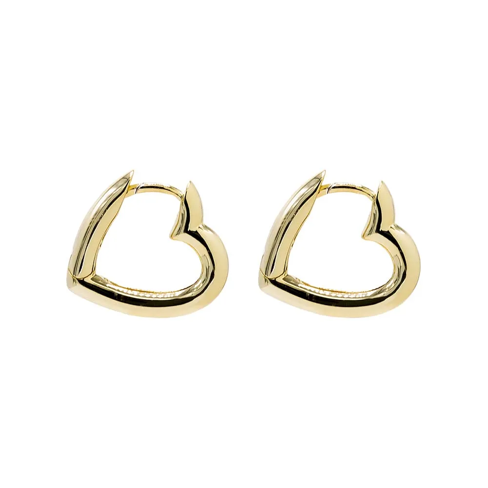 Solid Sideway Open Heart Huggie Earring sold by Adina Eden's product image thumbnail 3