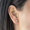 Diamond Starburst Double Huggie Stud Earring 14K sold by Adina Eden's