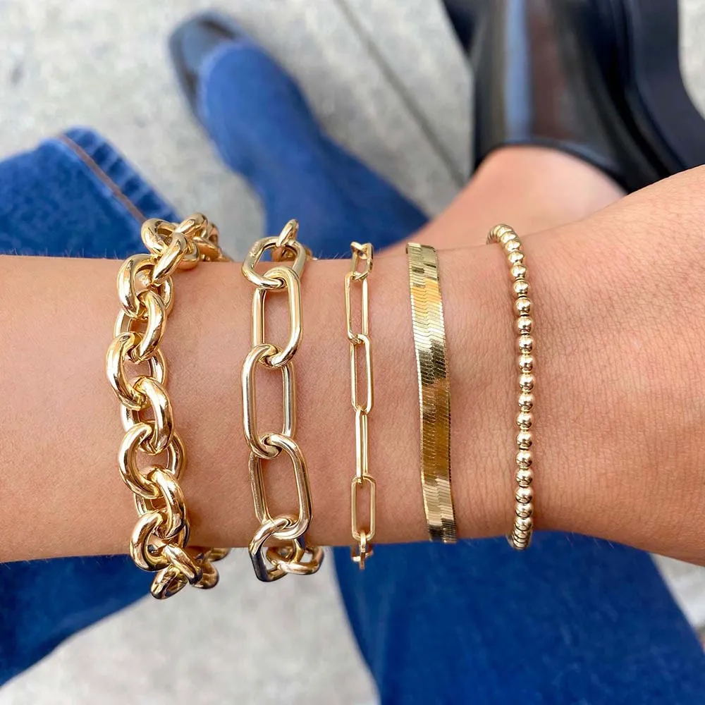 Hollow Rounded Rolo Bracelet 14K sold by Adina Eden's product image thumbnail 3