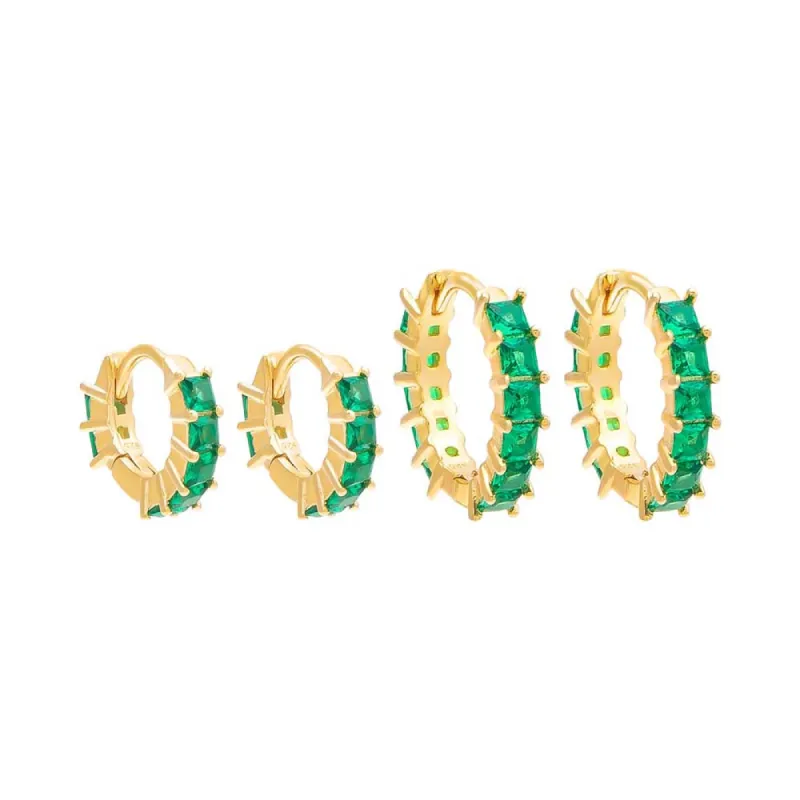 Colored Princess Cut Huggie Earring Combo Set sold by Adina Eden's