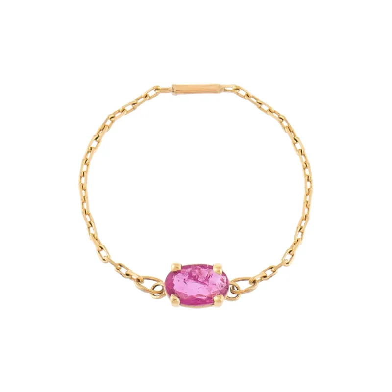 Gemstone Chain Ring 14K sold by Adina Eden's