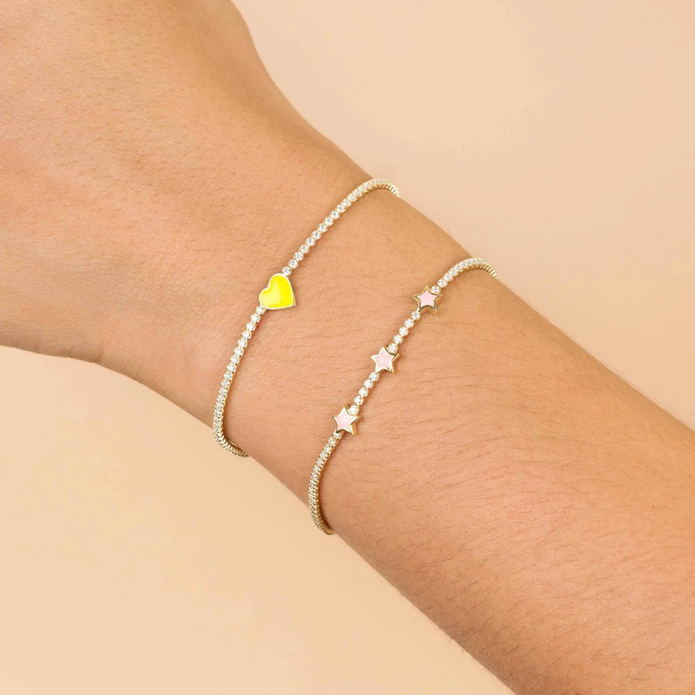 Mini Enamel Triple Star Tennis Bracelet sold by Adina Eden's product image thumbnail 2