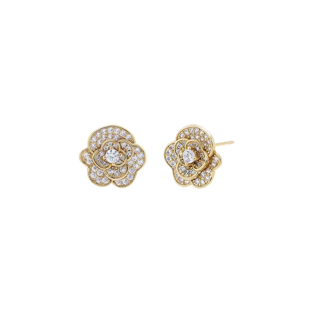 Pave CZ Flower Stud Earring sold by Adina Eden's