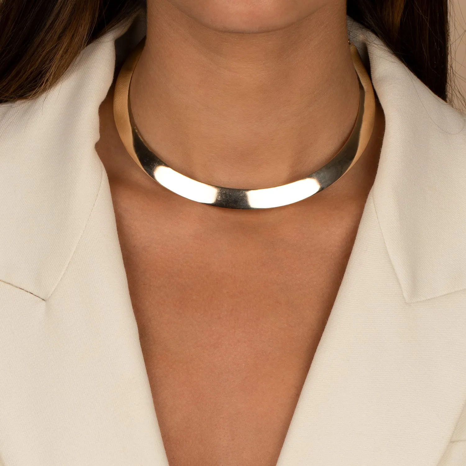 Solid Wide Curved Collar Necklace sold by Adina Eden's product image thumbnail 2