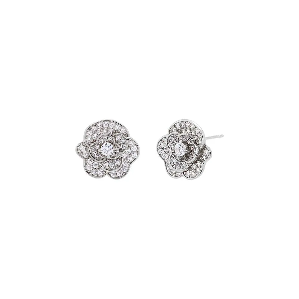 Pave CZ Flower Stud Earring sold by Adina Eden's product image thumbnail 3