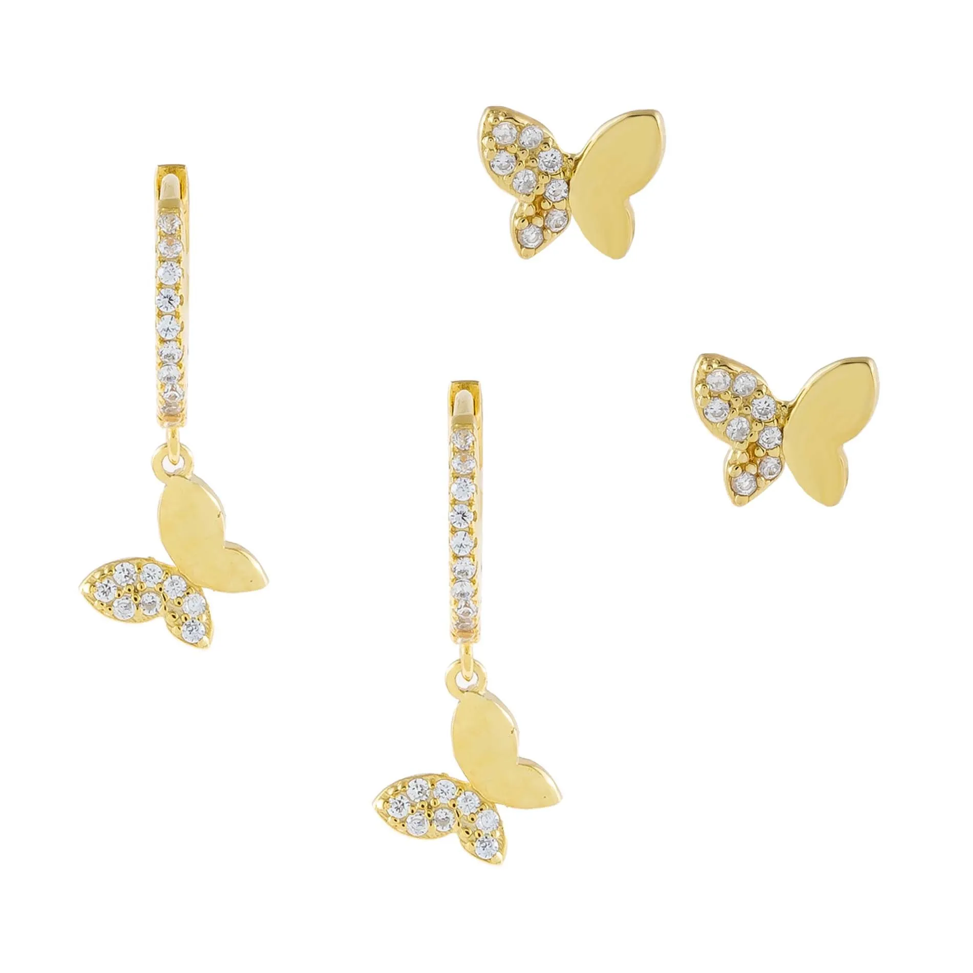Pavé Butterfly Earring Combo Set sold by Adina Eden's