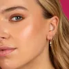 Diamond Double Bezel Drop Huggie Earring 14K sold by Adina Eden's