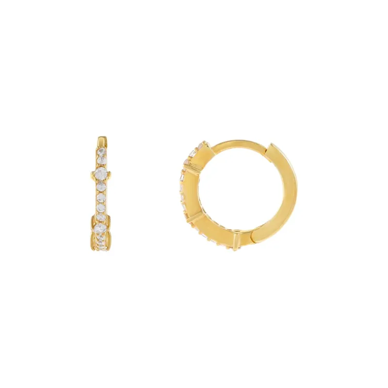 CZ Thin Solitaire Huggie Earring sold by Adina Eden's