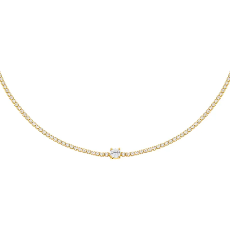 CZ Solitaire Tennis Choker sold by Adina Eden's