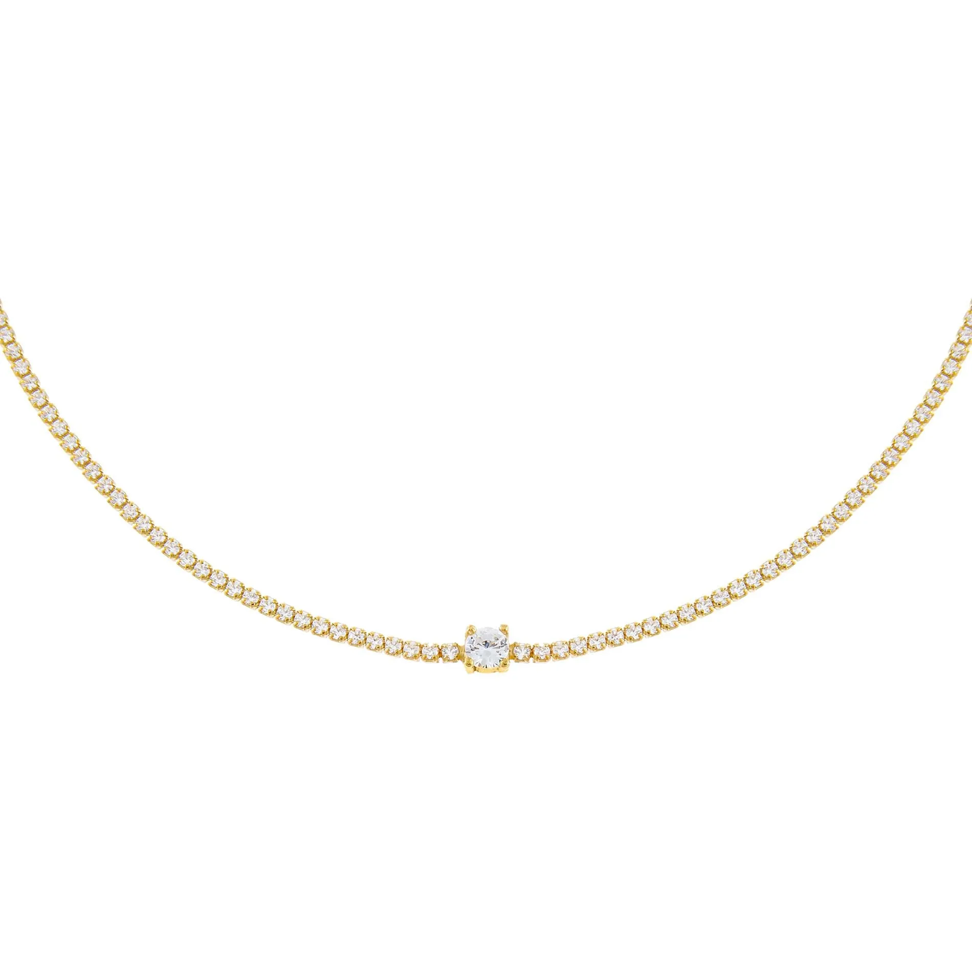 CZ Solitaire Tennis Choker sold by Adina Eden's