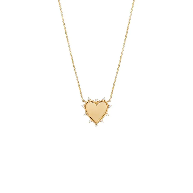 Diamond Spiked Heart Necklace 14K sold by Adina Eden's
