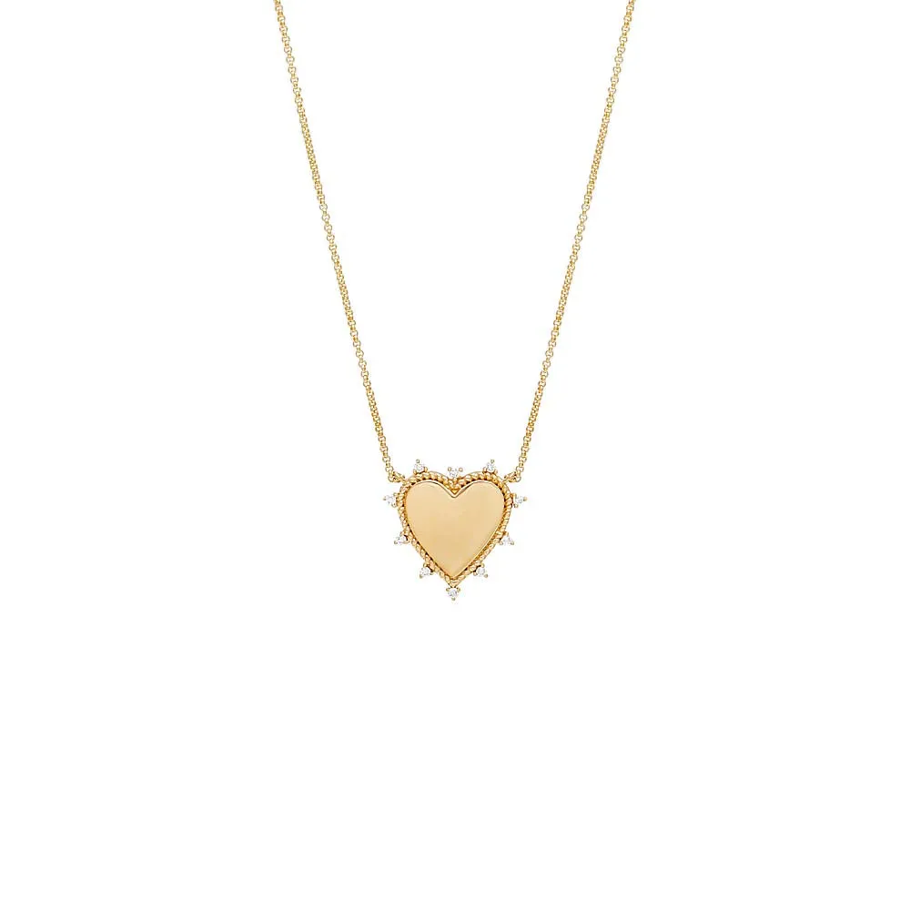Diamond Spiked Heart Necklace 14K sold by Adina Eden's