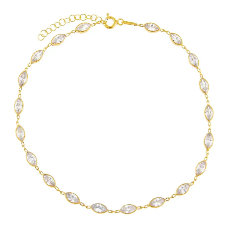 CZ Multi Marquise Anklet sold by Adina Eden's