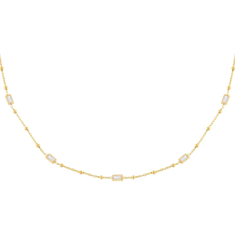 CZ Baguette X Beaded Necklace sold by Adina Eden's