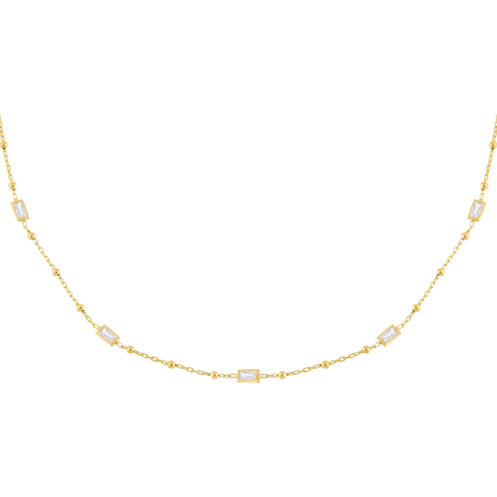 CZ Baguette X Beaded Necklace sold by Adina Eden's
