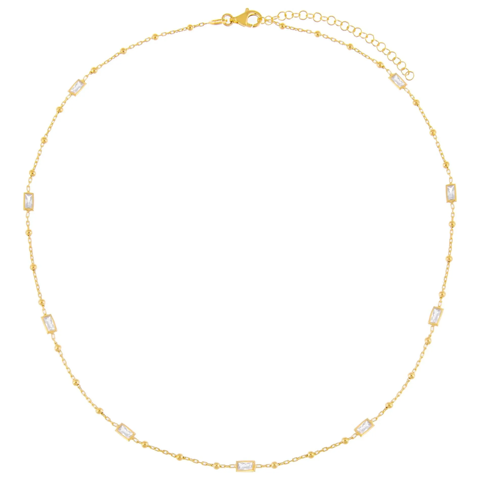 CZ Baguette X Beaded Necklace sold by Adina Eden's product image thumbnail 2