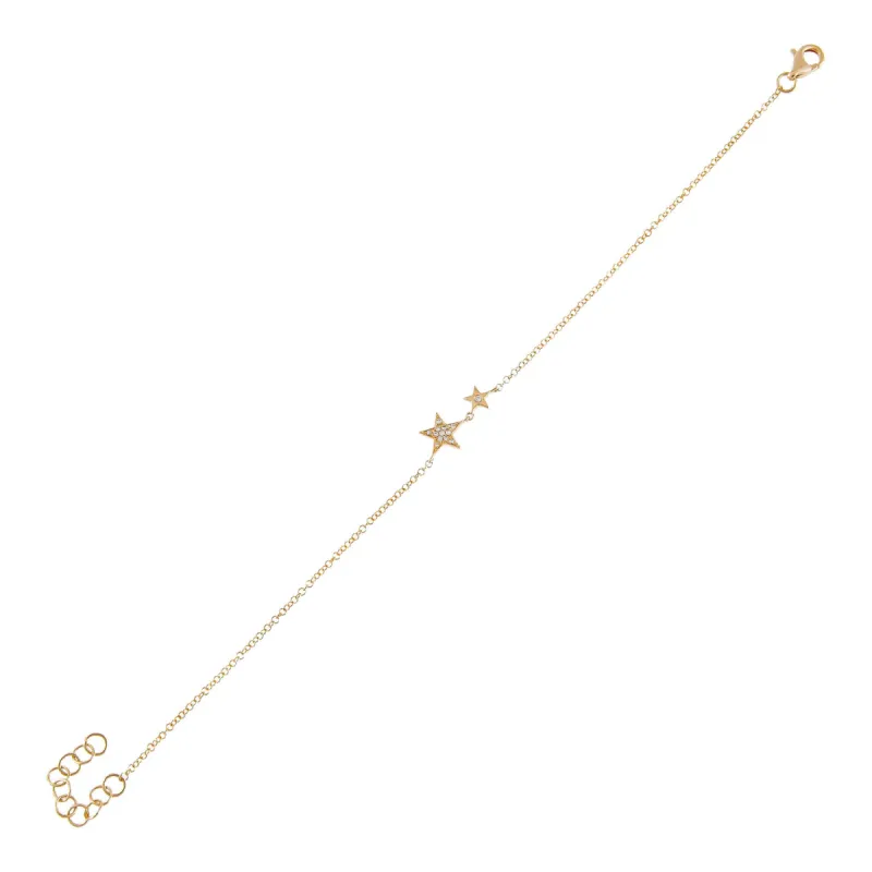 Diamond Double Star Bracelet 14K sold by Adina Eden's