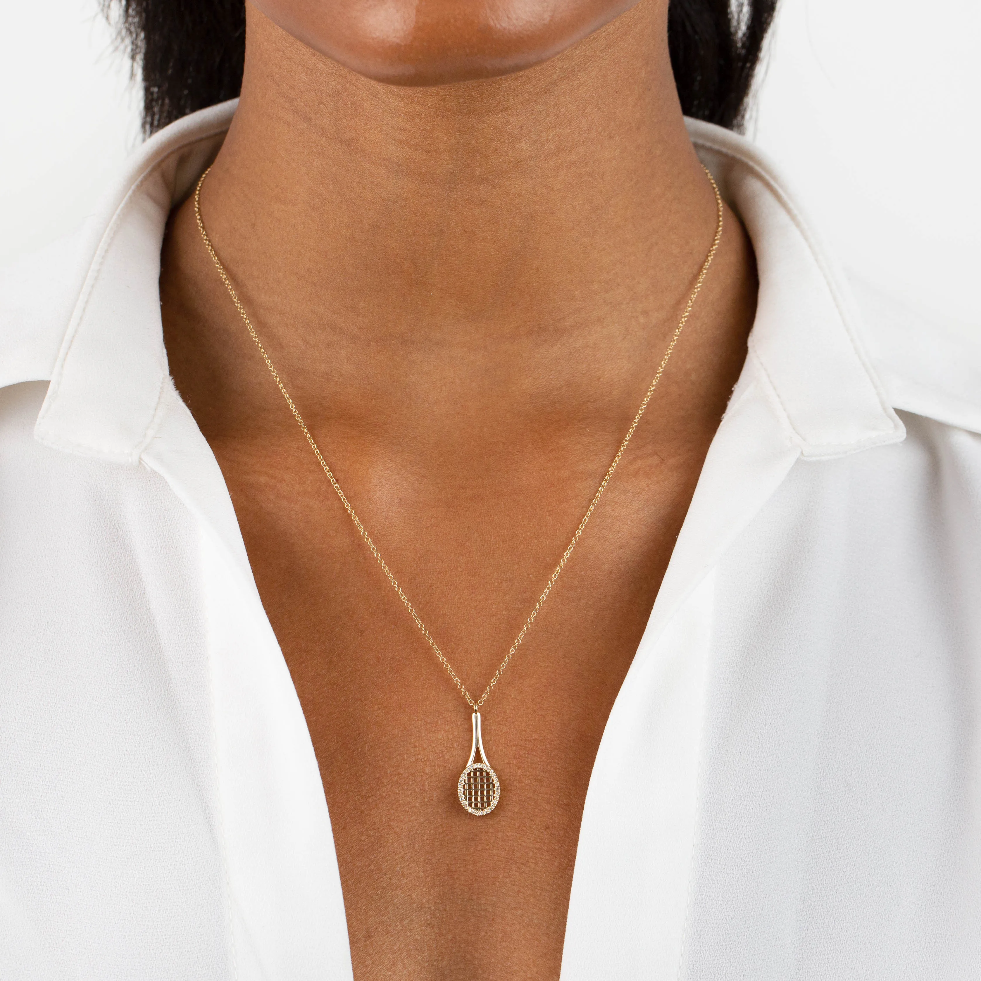 Diamond Tennis Racket Necklace 14K sold by Adina Eden's product image thumbnail 2