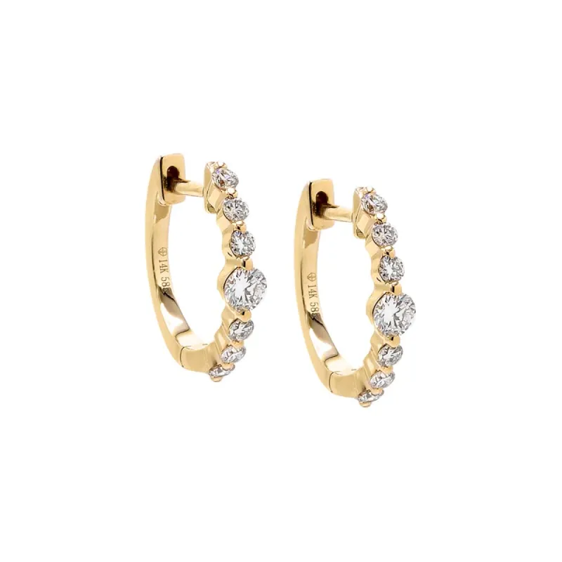 Floating Diamond Embedded Huggie Earring 14K sold by Adina Eden's