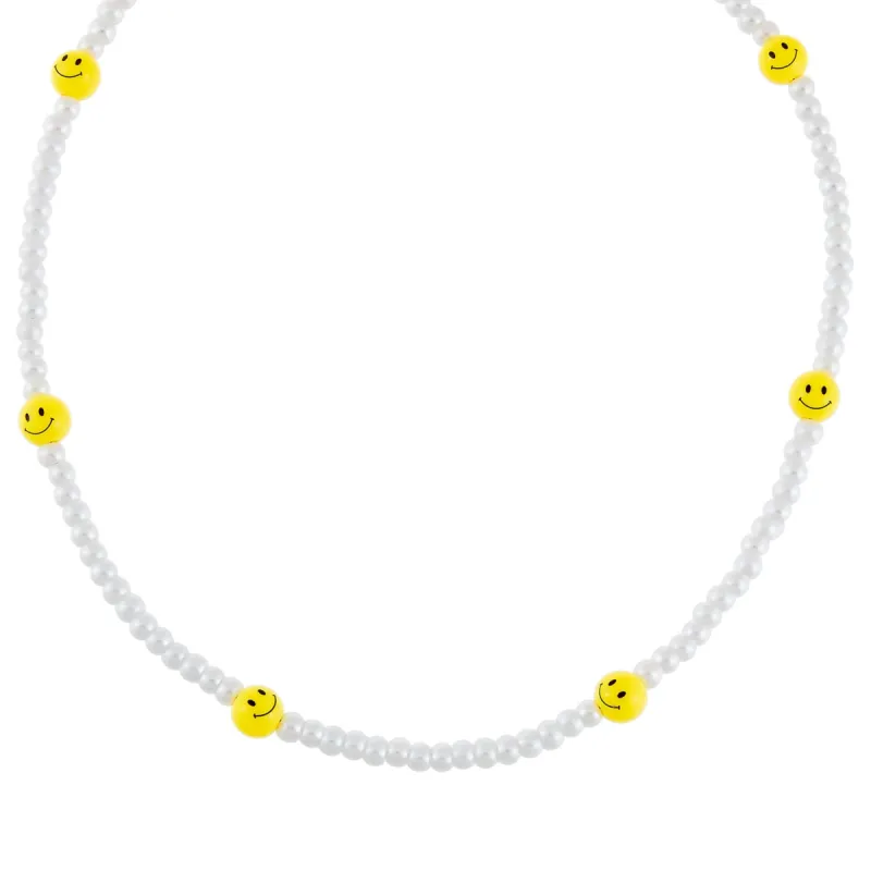 Pearl Smiley Face Necklace sold by Adina Eden's