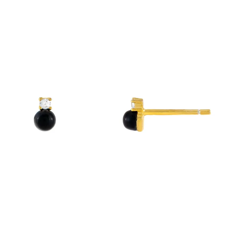 CZ Onyx Double Stone Stud Earring sold by Adina Eden's