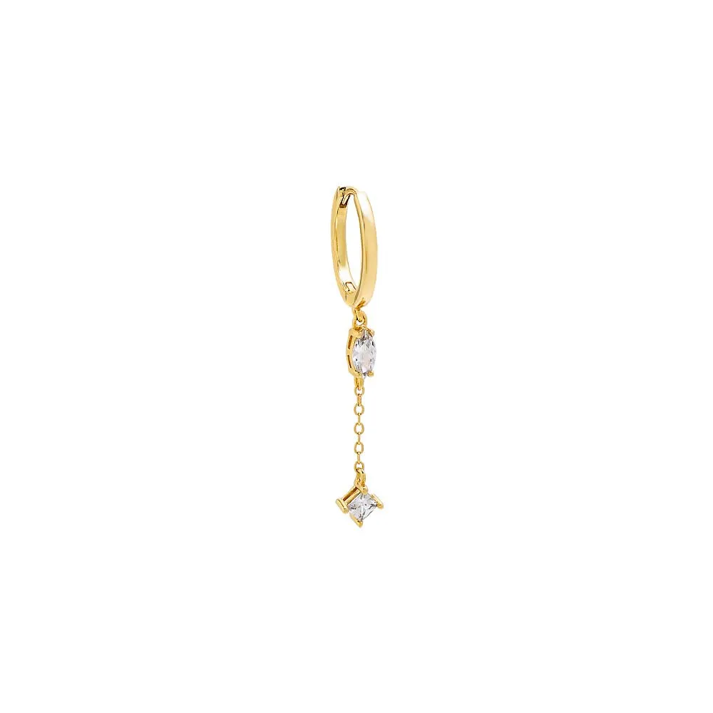 Marquise X Solitaire Drop Chain Huggie Earring sold by Adina Eden's product image thumbnail 3