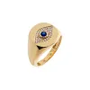 Diamond X Sapphire Blue Evil Eye Signet Pinky Ring 14K sold by Adina Eden's