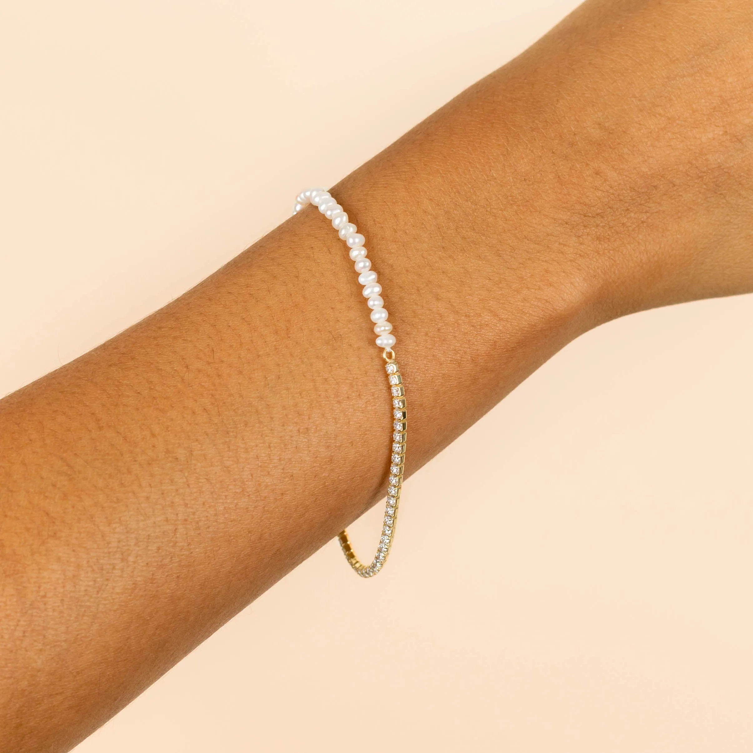 Pearl X Tennis Bracelet sold by Adina Eden's product image thumbnail 2