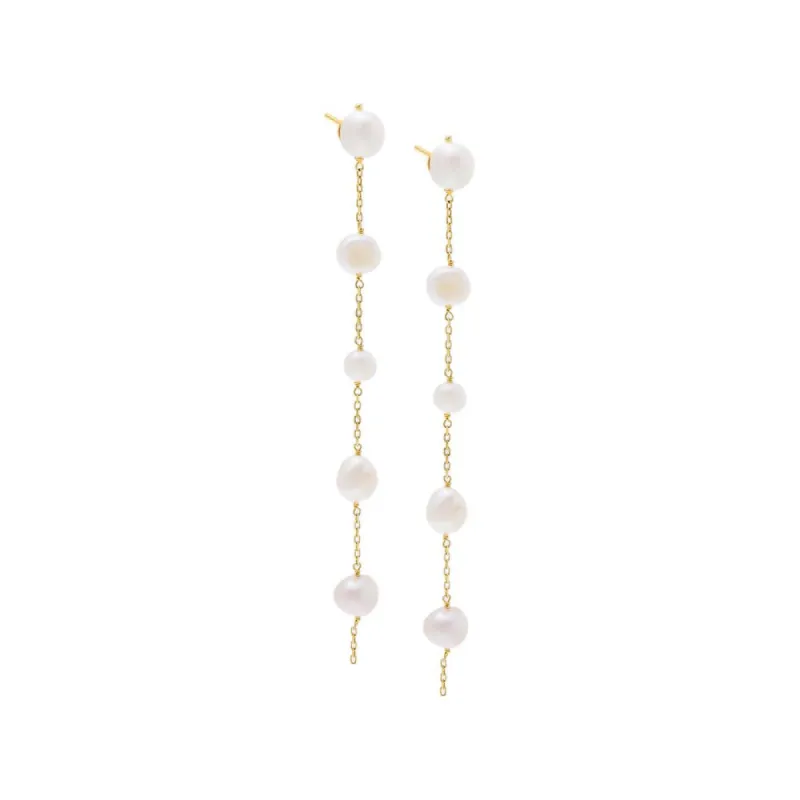 Large Pearl Chain Drop Stud Earring sold by Adina Eden's