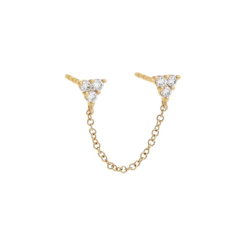 Diamond Double Cluster Chain Stud Earring 14K sold by Adina Eden's