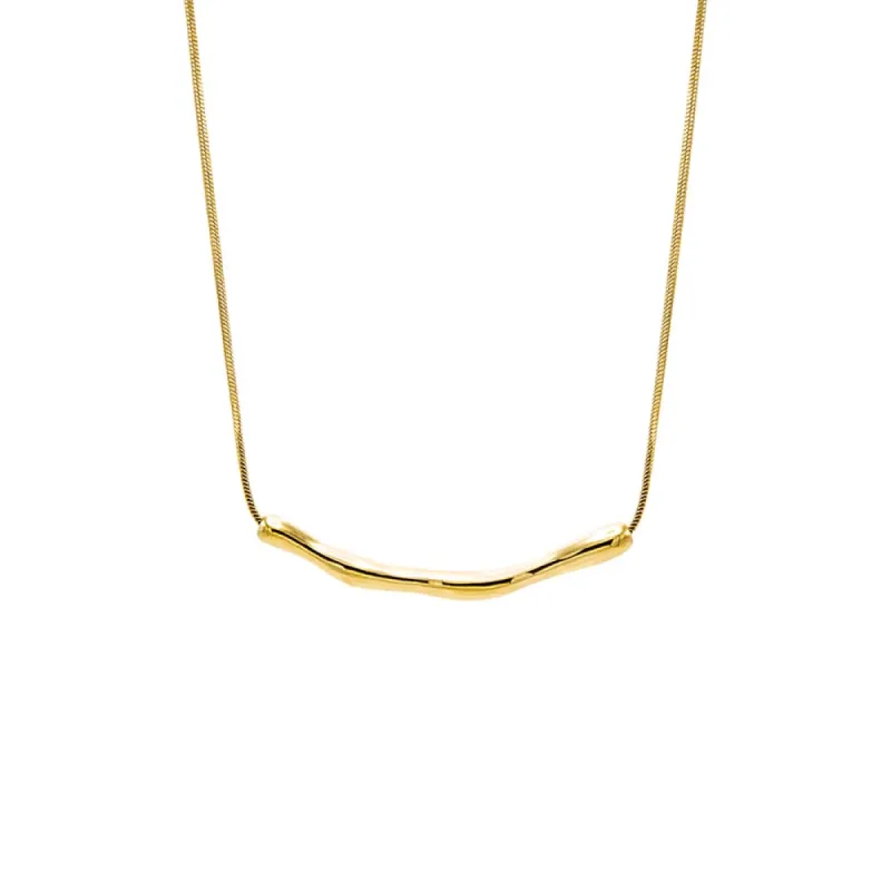Solid Curved Bar Snake Chain Necklace sold by Adina Eden's
