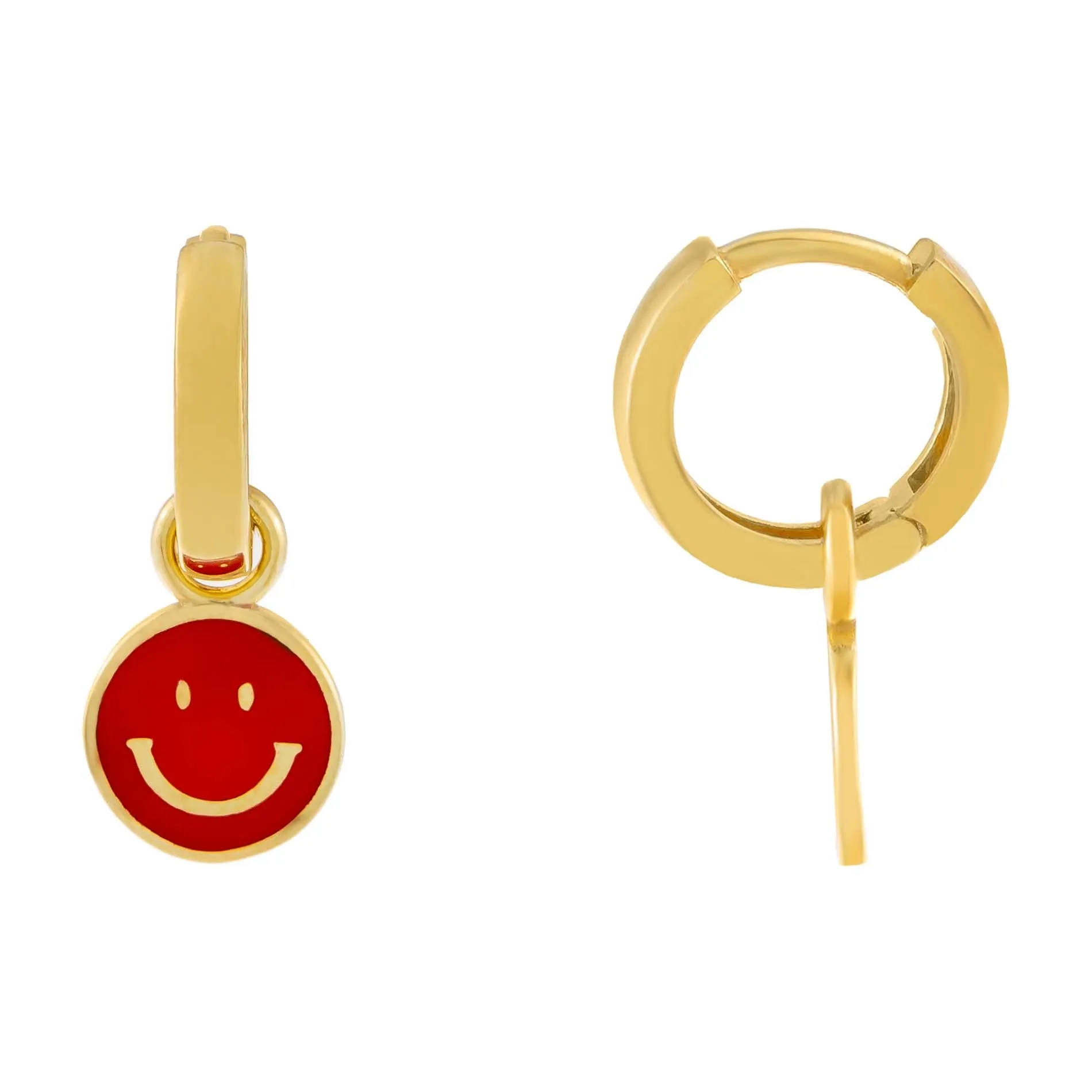 Enamel Smiley Face Huggie Earring sold by Adina Eden's product image thumbnail 4