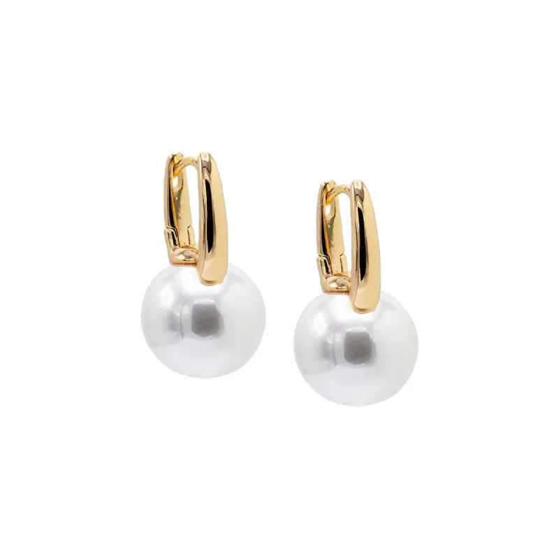 Solid Square Pearl Huggie Earring sold by Adina Eden's
