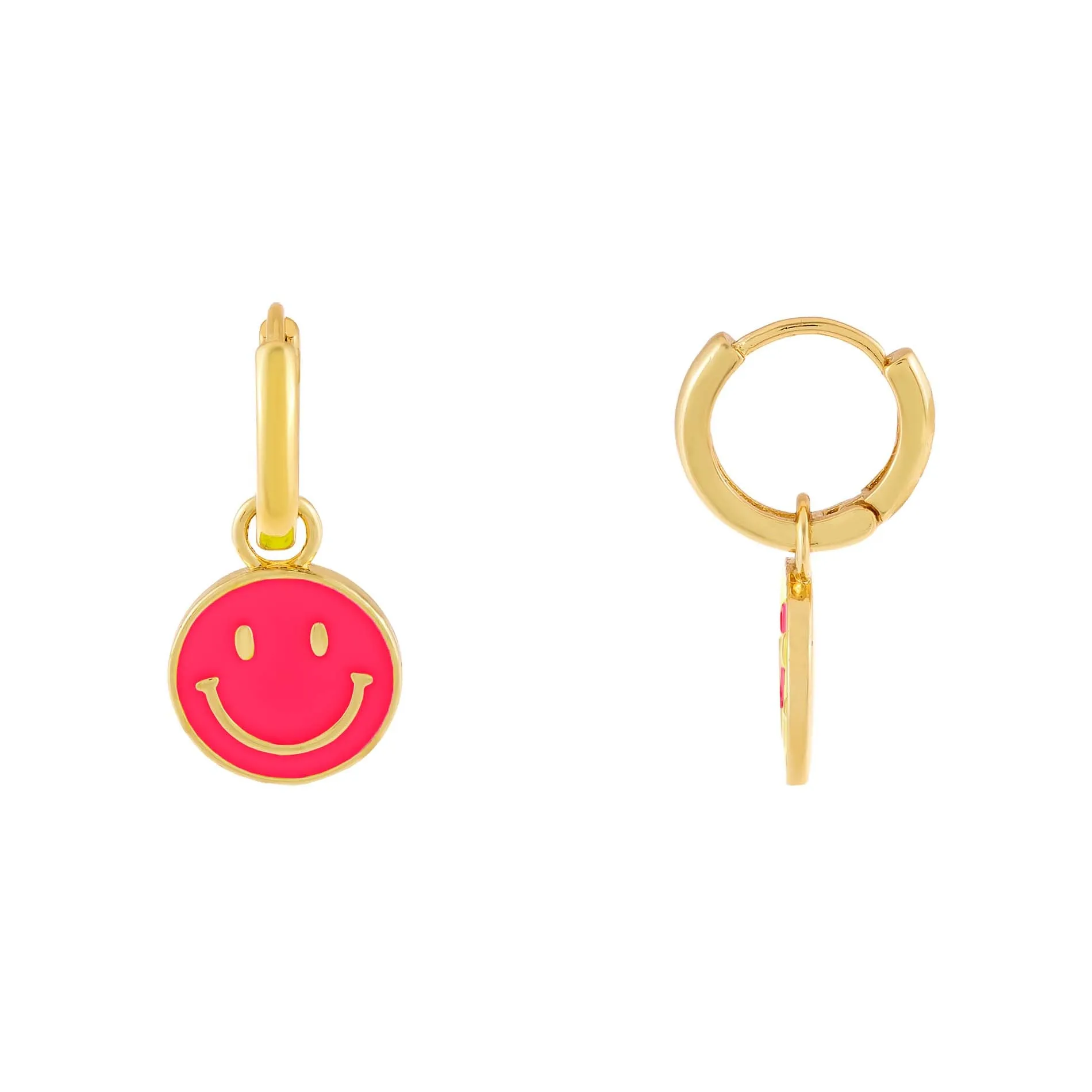 Enamel Smiley Face Huggie Earring sold by Adina Eden's product image thumbnail 3