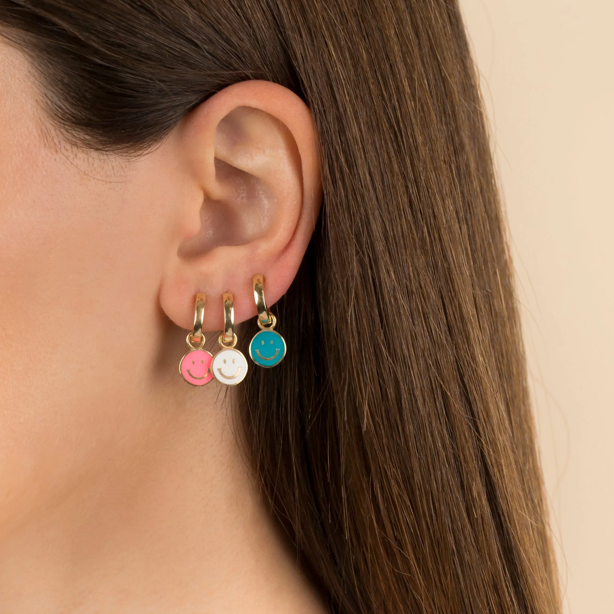 Enamel Smiley Face Huggie Earring sold by Adina Eden's product image thumbnail 2