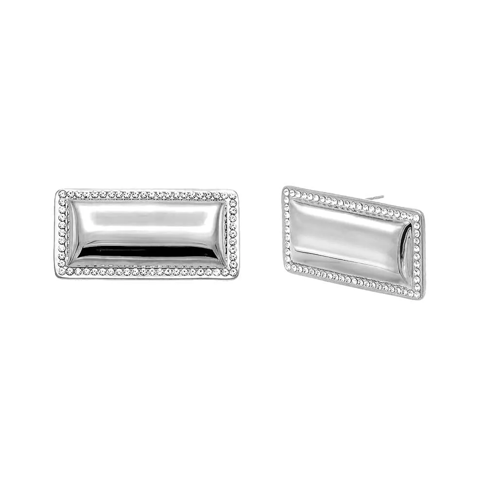 Pave Outlined Rectangular Statement Stud Earring sold by Adina Eden's product image thumbnail 2