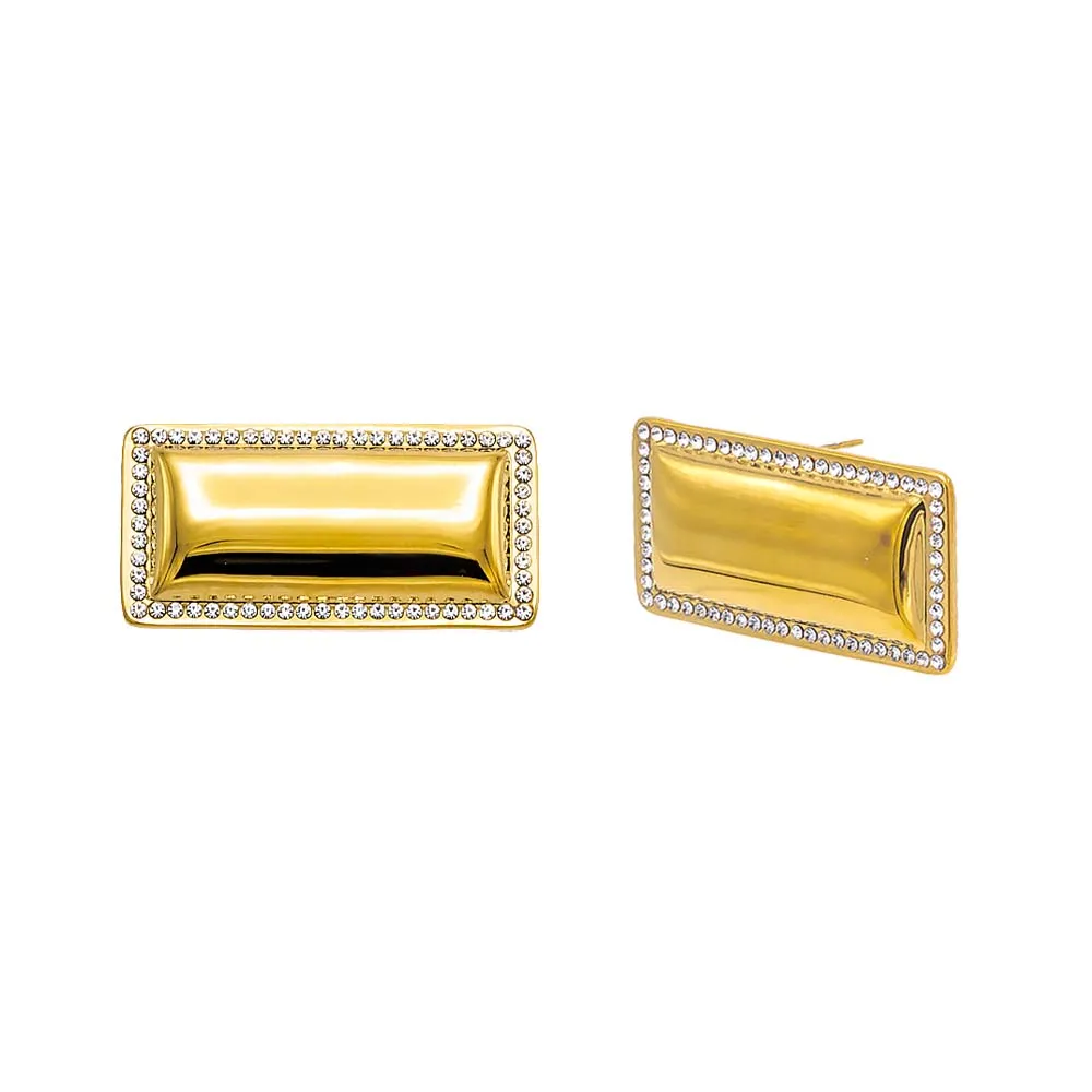 Pave Outlined Rectangular Statement Stud Earring sold by Adina Eden's