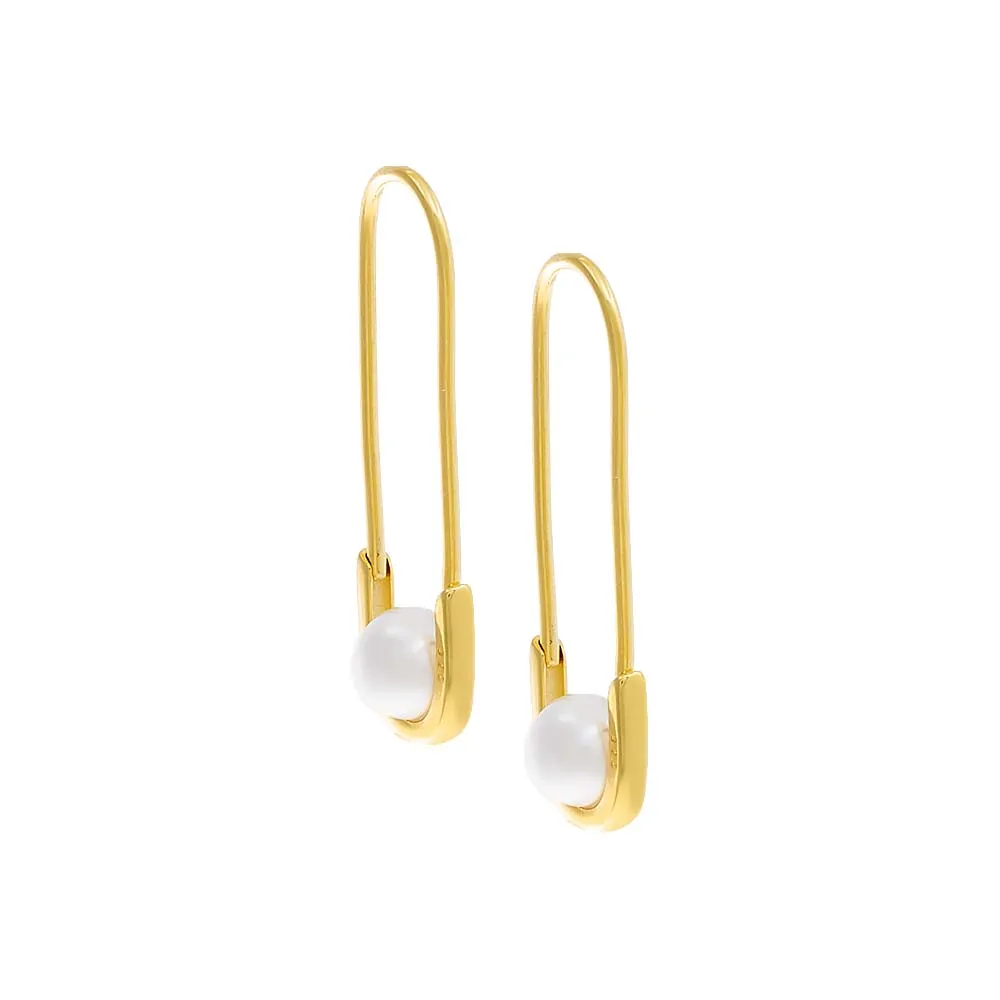 Pearl Safety Pin Earring sold by Adina Eden's