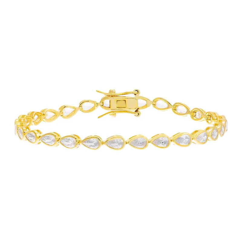 Pear Bezel-Set Tennis Bracelet sold by Adina Eden's