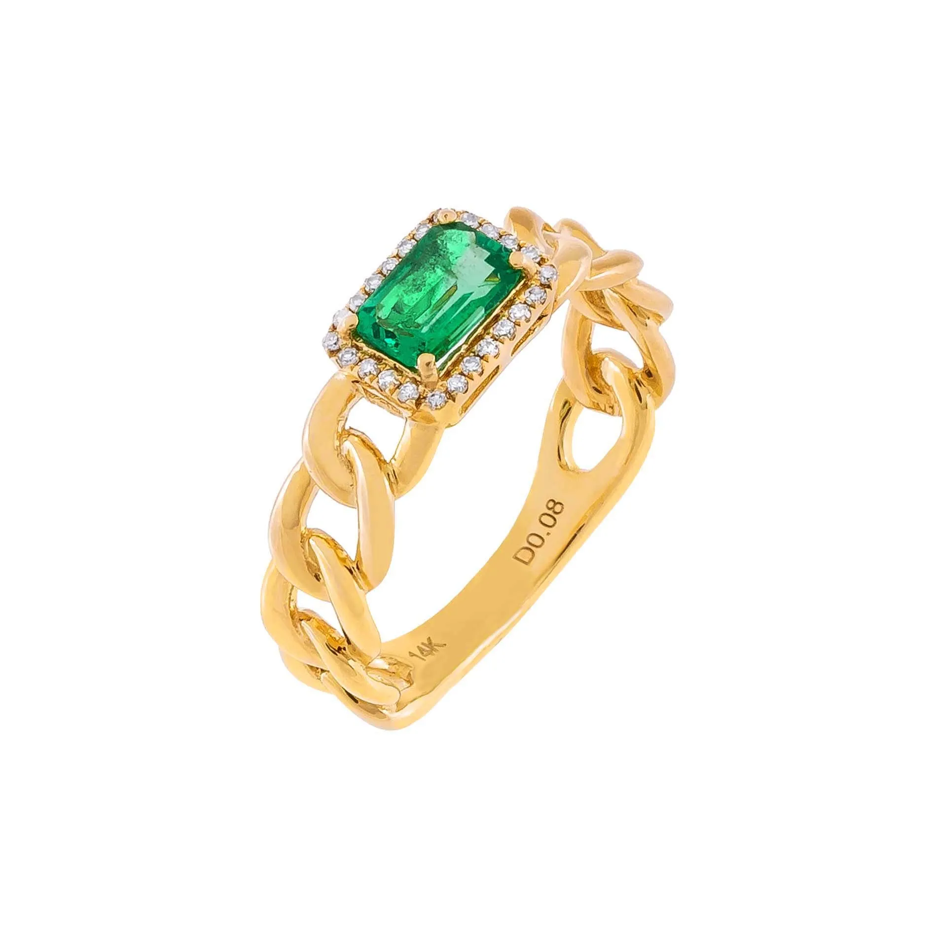 Diamond Emerald Green Baguette Braided Ring 14K sold by Adina Eden's