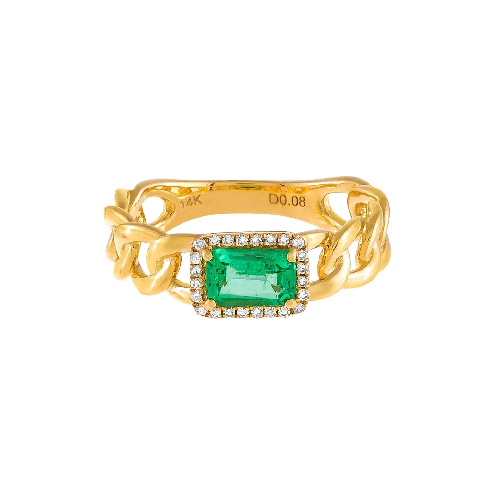 Diamond Emerald Green Baguette Braided Ring 14K sold by Adina Eden's product image thumbnail 2
