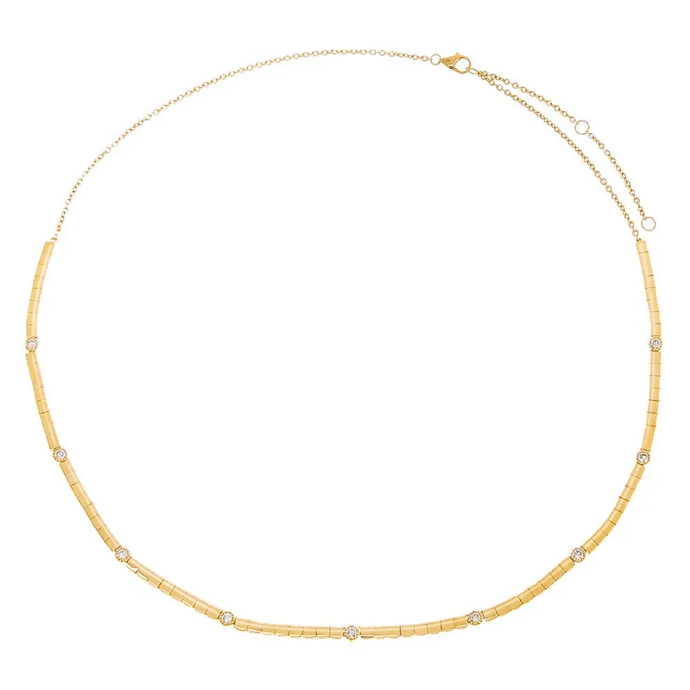 Diamond Scattered Bezel X Solid Choker Necklace 14K sold by Adina Eden's product image thumbnail 3