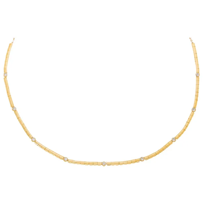 Diamond Scattered Bezel X Solid Choker Necklace 14K sold by Adina Eden's