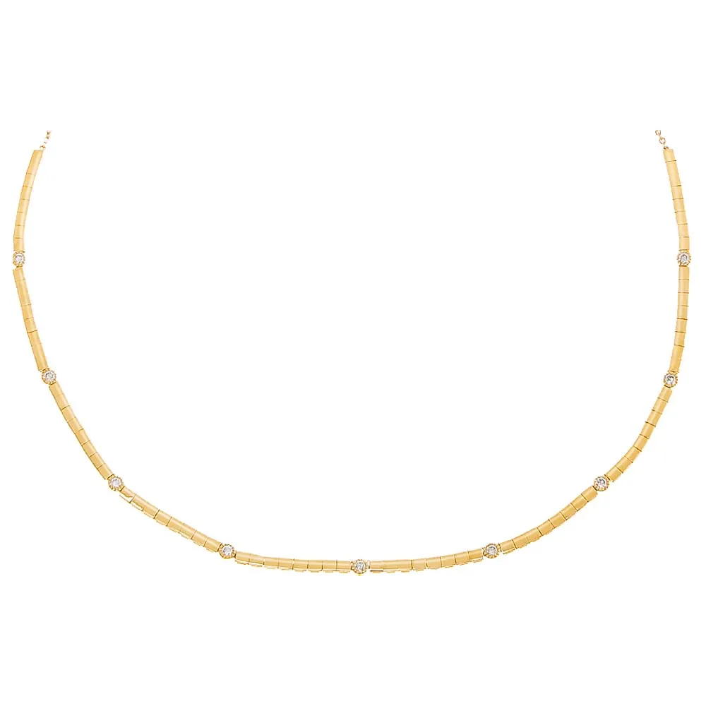 Diamond Scattered Bezel X Solid Choker Necklace 14K sold by Adina Eden's