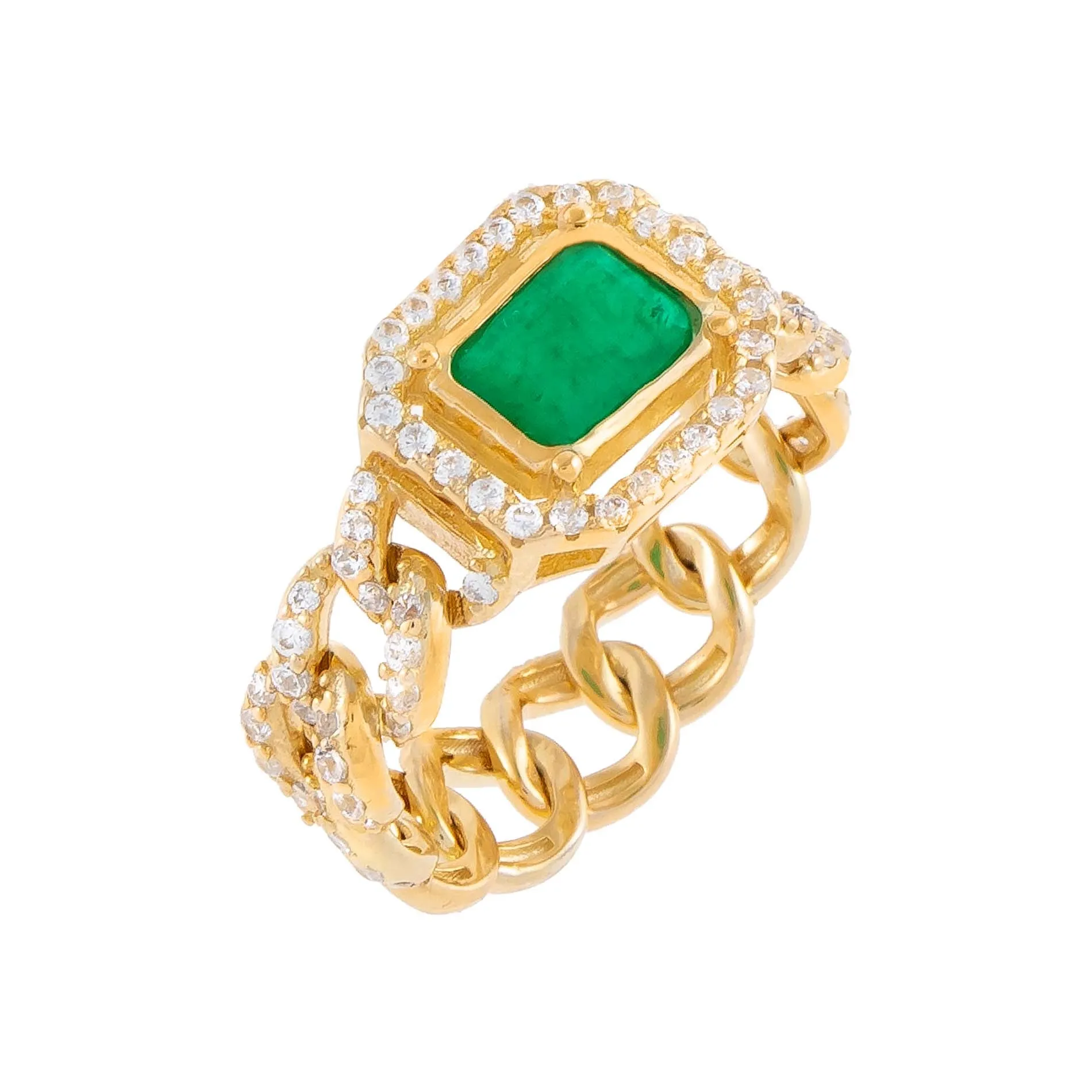 CZ Colored Cuban Chain Ring sold by Adina Eden's product image thumbnail 4