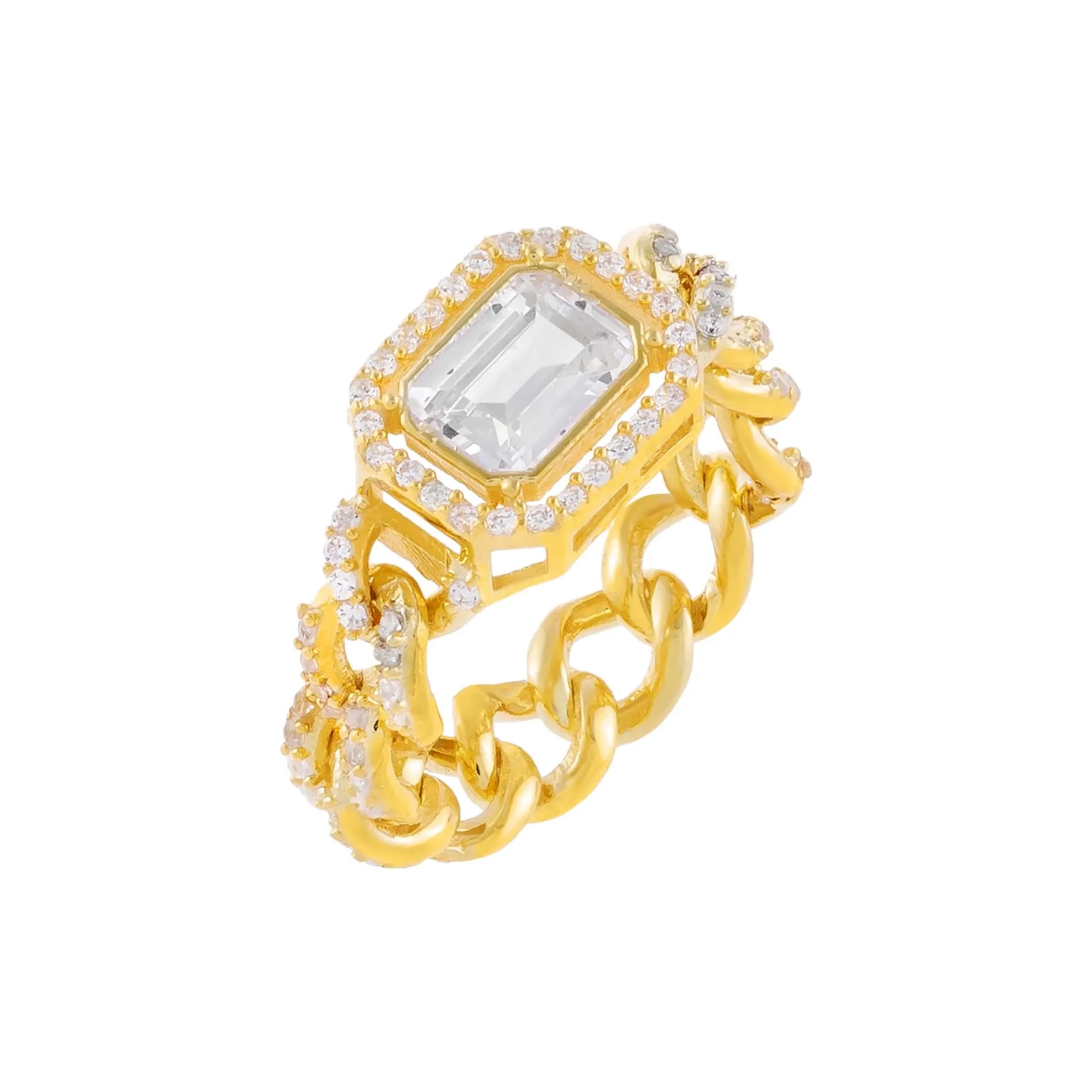 CZ Colored Cuban Chain Ring sold by Adina Eden's