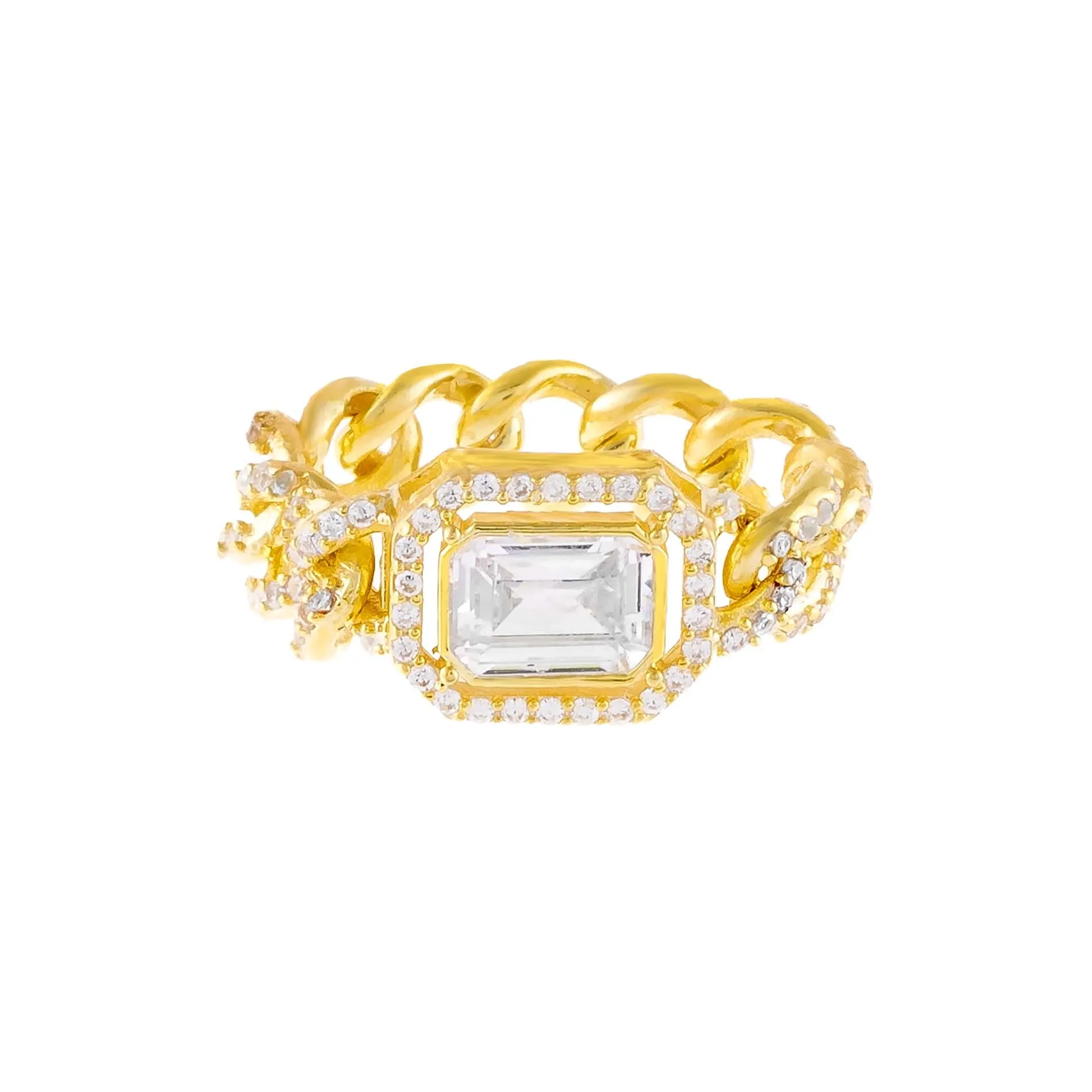 CZ Colored Cuban Chain Ring sold by Adina Eden's product image thumbnail 3