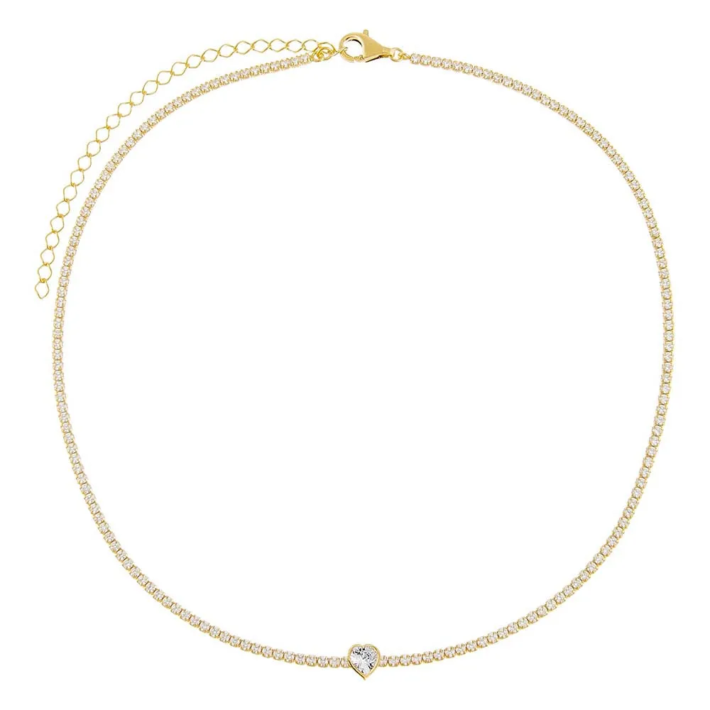 Heart Shape Bezel Thin Tennis Choker sold by Adina Eden's product image thumbnail 3