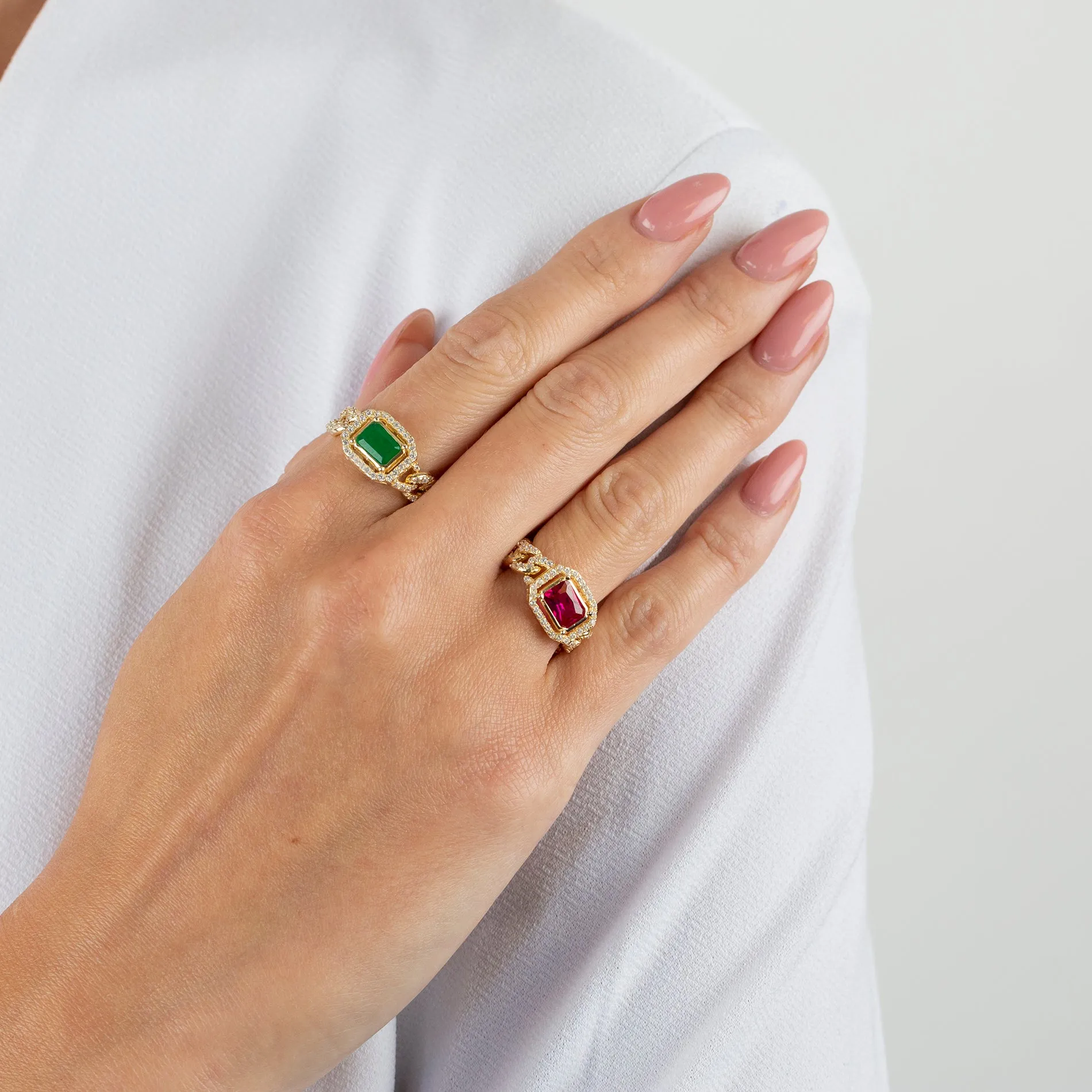 CZ Colored Cuban Chain Ring sold by Adina Eden's product image thumbnail 5